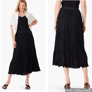 Nic + Zoe Crinkle Crush Midi‎ Skirt Black XXL